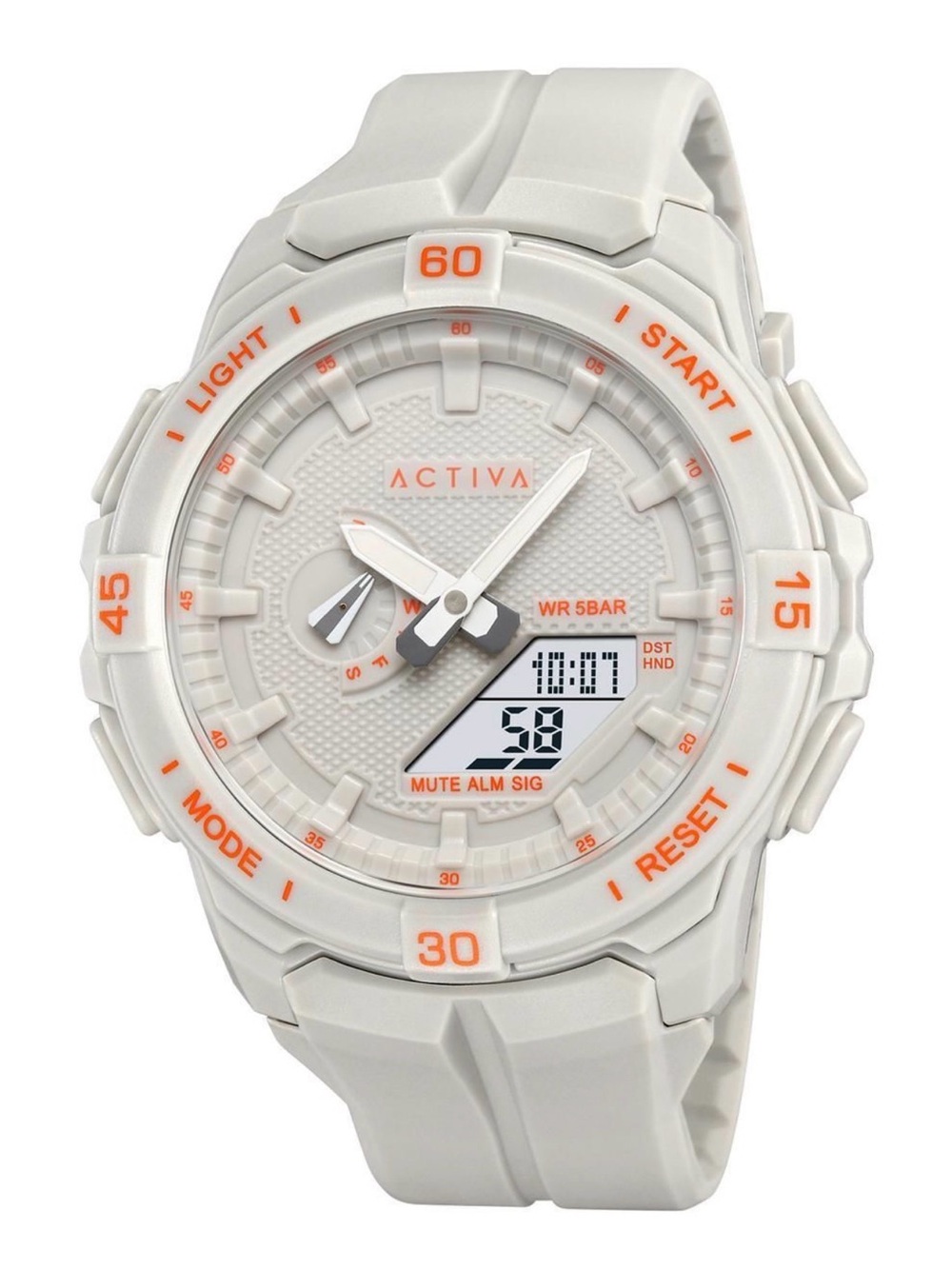 Activa 53mm grey/off white Sport Digital-Analog Watch with Orange Accents